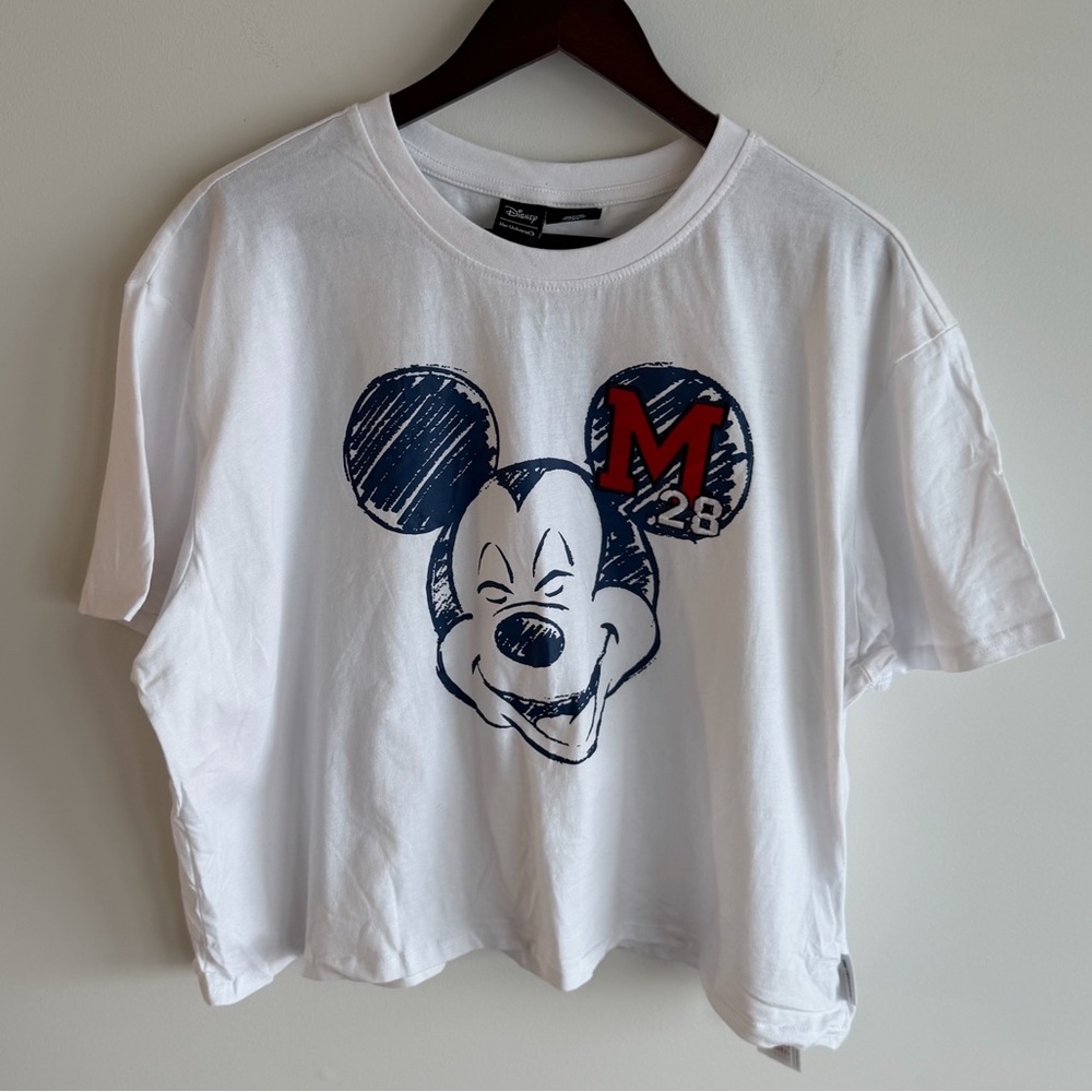 NWT Disney Mickey Mouse Semi-Cropped T-Shirt for Women by Her Universe Red/Blue